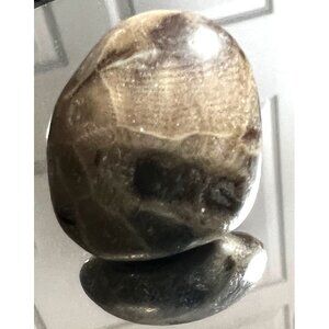 Stone Pendant Brooch Beige Polished Marbled Stone Pin